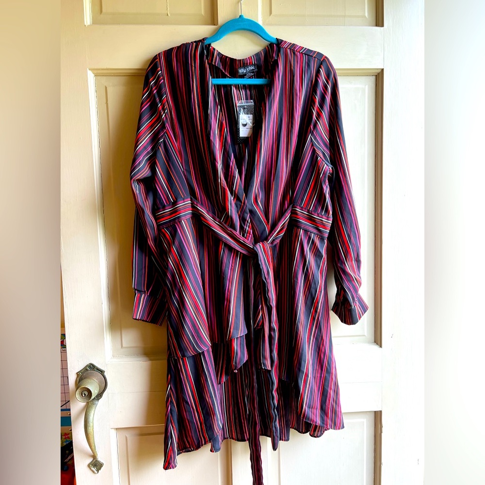 NWT City Chic striped wrap dress with tie